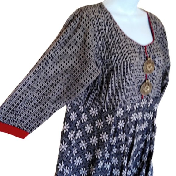 Black, White, Red Authentic Anarkalis Indian Dress Size XL - Picture 4 of 7